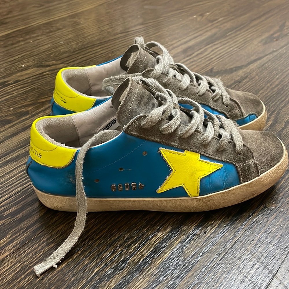 Size 36 yellow and blue golden gooses